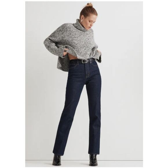 MADEWELL The Petite '90s Straight Dark Wash Ridgid Denim Jean // 25P - Picture 1 of 15